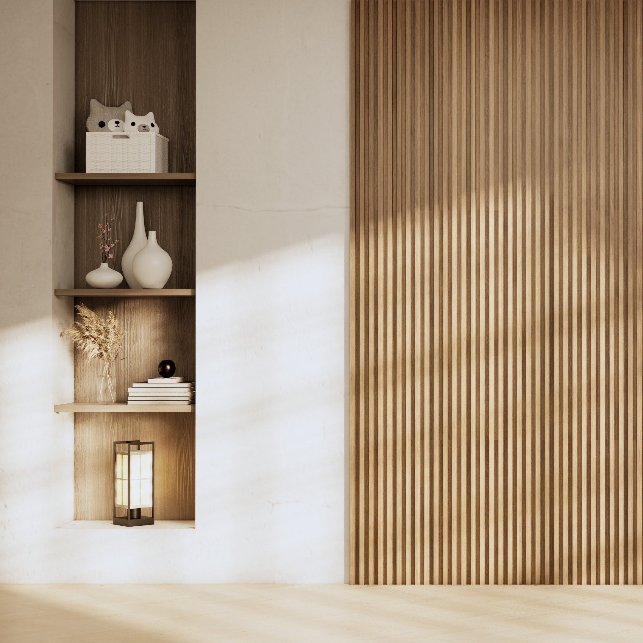 Premium 3-Sided Wood Veneer Acoustic Slat Wall Panel | Up to 10' Long