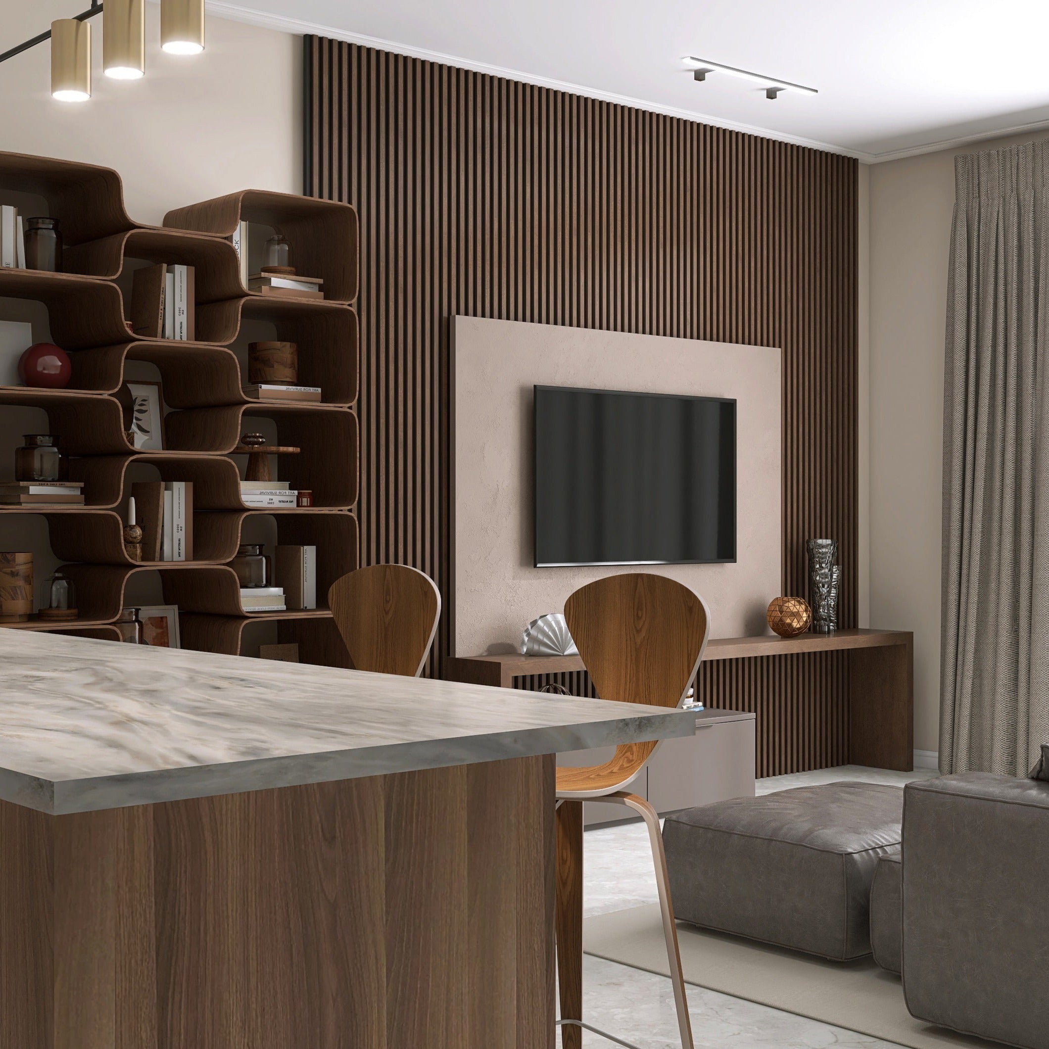 Premium 3-Sided Wood Veneer Acoustic Slat Wall Panel | Up to 10' Long