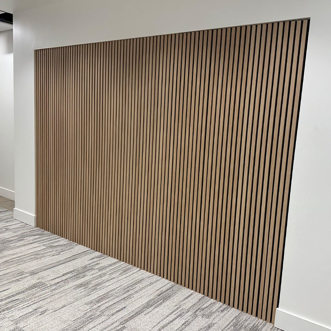 Premium 3-Sided Wood Veneer Acoustic Slat Wall Panel | Up to 10' Long